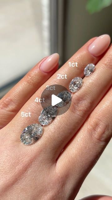 Brilliant Earth on Instagram: "💎OVAL💎 Which carat size is your match? Here’s why we love oval shaped diamonds: 
💍 Hold their carat weight well due to the elongated shape 
💍 Have the brilliance of a round with the look of a radiant 
💍 Versatile for hand shapes and ring settings 

Let us know your thoughts in the comments!" Carat Sizes On Hand Oval, Oval Diamond Size Chart, Carat Sizes On Hand, Ring Upgrade, Diamond Size Chart, Ring Settings, Brilliant Earth, Hand Shapes, Diamond Sizes