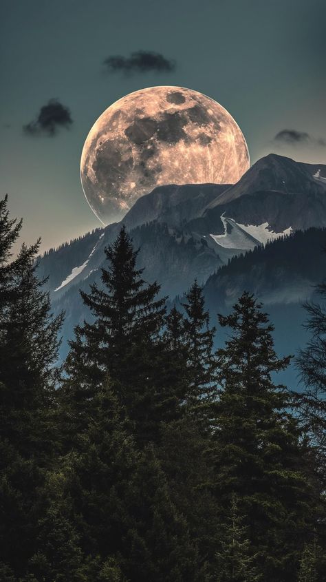 Moon In Mountain, Wallpaper Iphone Moon Aesthetic, Moon Wallpaper Hd 1080p, Moon Images Beautiful, Moon Aesthetic Landscape, Wallpaper Mountain Nature, Moon Night Sky Photography, Star And Moon Wallpaper, Moon Pictures Night