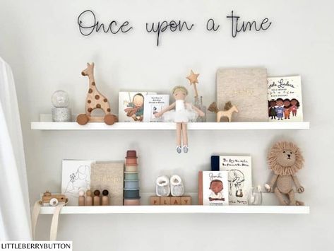 30 Cute IKEA Nursery Hacks & Ideas To Inspire! (Storage, Organisation, Shelves & More) Ikea Kallax Nursery, Nursery Bookshelf Ideas, Ikea Nursery Storage, Practical Nursery, Ikea Baby Nursery, Ikea Nursery Hack, Mosslanda Picture Ledge, Bookshelves Ideas, Wooden Bookshelves