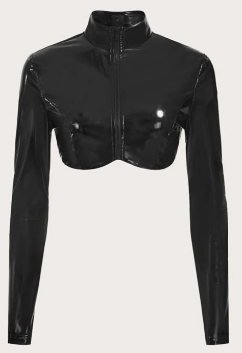 Leather Crop Top Outfit, Black Leather Crop Top, Leather Crop Top, Crop Top Designs, Shein Icon, High Fashion Outfits, Winter Mode, Futuristic Fashion, Crop Top Outfits