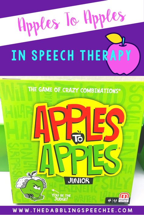 Therapy For Kids, High School Speech Therapy, Apples To Apples, Speech Games, Play Therapy Techniques, School Speech Therapy, Language Therapy Activities, Speech Therapy Games, Speech Language Activities