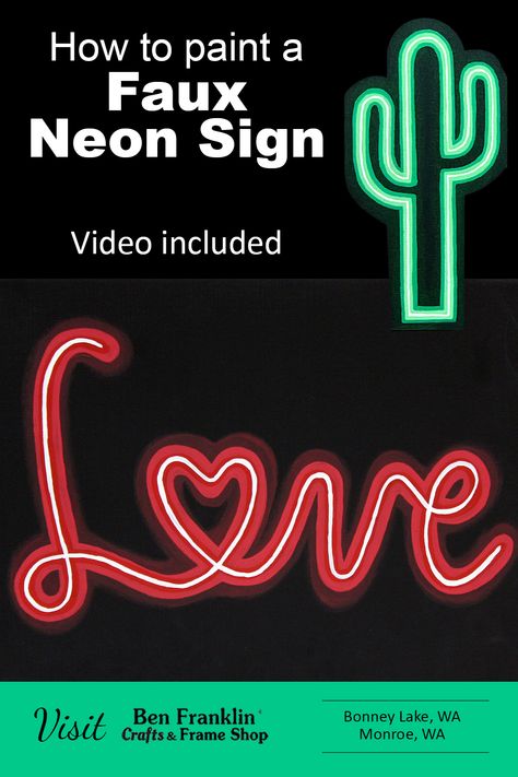 Unlock the creative process of How to Paint a Faux Neon Sign with this comprehensive guide. #BenFranklinCrafts #FauxNeonSign #DIY #crafts #TrendyCraft Diy Neon Sign Painting, Painted Neon Sign, How To Paint Neon Effect, Faux Neon Sign, Neon Sign Painting, Sign Video, Diy Neon Sign, Autumn Party, Crafting Inspiration