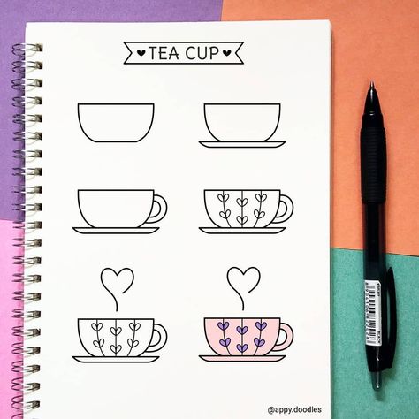 Tea Vs Coffee, Coffee Doodle, Planner Doodles, Bujo Doodles, Bullet Journal Aesthetic, Dot Journals, Easy Doodle Art, Easy Doodles Drawings, Bullet Journal Art