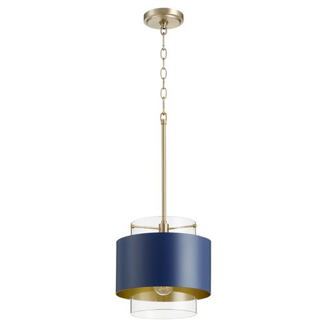 Quorum International Aged Brass And Blue One Light 11 Inch Pendant 8012 3280 | Bellacor Quorum Lighting, Drum Pendant, Contemporary Pendant, Aged Brass, Drum Shade, Light Pendant, Ceiling Fixtures, One Light, Lighting Solutions