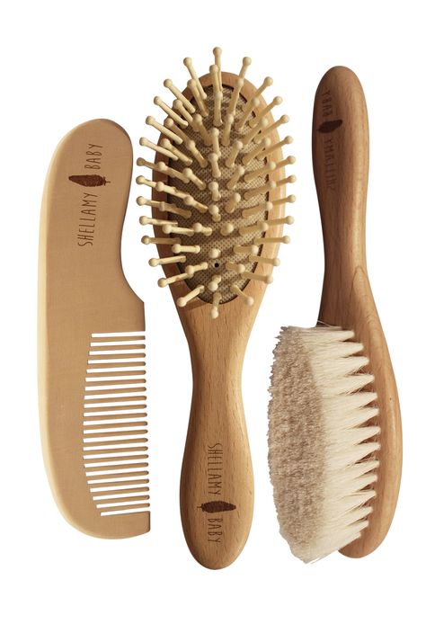 Practical Baby Shower Gifts, Wooden Hair Brush, Baby Hair Brush, Hair Brush Set, Comb Set, Baby Necessities, Goat Hair, Baby Essentials