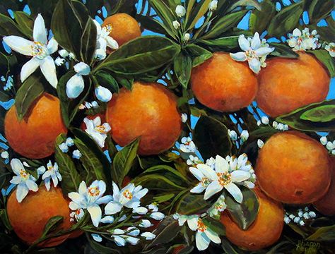 Tattoo Plant, Orange Painting, Orange Blossoms, Plant Tattoo, Acrylic Paint On Wood, Orange Paint, Fruit Painting, Orange Aesthetic, Orange Tree