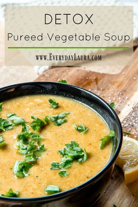 Detox puréed vegetable soup. Low calorie soups, weight loss soup, how to eat more vegetables, healthy meals, paleo soup, low carb soup, ways to eat healthier. #detoxrecipesdinner #souprecipes #souprecipeseasy #healthyrecipes #lowcarb #lowcalorie Paleo Vegetable Soup Recipes, Vegan Pureed Soup Recipes, Pureed Soup Recipes Healthy, Yummy Soup Recipes Healthy, Healthy Pureed Soup, Puree Vegetable Soup, Vegan Pureed Soup, Puréed Vegetable Soup, Pureed Vegetable Soup Recipes