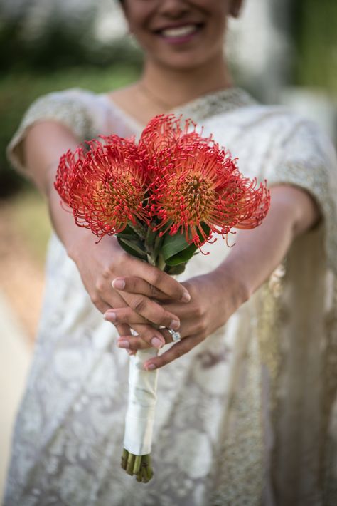 Pincushion Protea Bouquet, Leucospermum Bouquet, Protea Bouquet Wedding, Protea Wedding Bouquet, Fall Wedding Party, Pincushion Protea, Protea Wedding, Protea Bouquet, Orange Bouquets