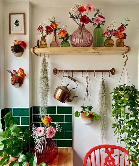 نباتات منزلية, Boho Kitchen, Wallpaper Home Decor, Apartment Decor Inspiration, Kitchen Home Decor, Dream Apartment, Apartment Inspiration, Eclectic Home, Home Decor Living Room