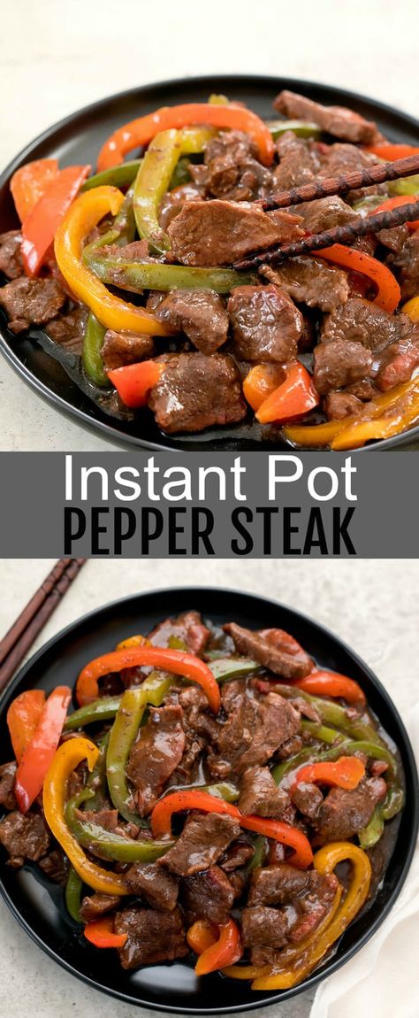 Instant Pot Pepper Steak, Peper Steak, Instant Pot Chinese Recipes, Instant Pot Chinese, Chinese Pepper Steak, Pepper Steak Recipe, Pot Recipes Easy, Best Instant Pot Recipe, Pepper Steak