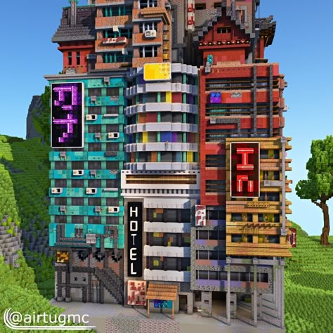 Airtug (@airtugmc) • Instagram photos and videos Minecraft Dystopia, Minecraft Cyberpunk Ideas, Minecraft Catacombs, Minecraft Cyberpunk House, Minecraft Labyrinth, Minecraft Futuristic Building, Cyberpunk Minecraft Builds, Cyberpunk Minecraft, Minecraft Cyberpunk