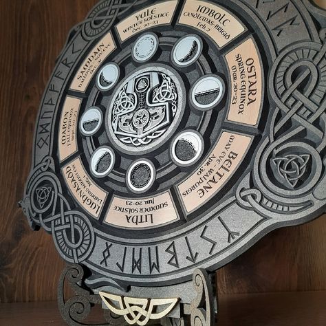 Viking Witchcraft, Solstice Calendar, Norse Magic, Witches Wheel, Pagan Calendar, Norse Legend, Wood Calendar, Helm Of Awe, Iron Mountain