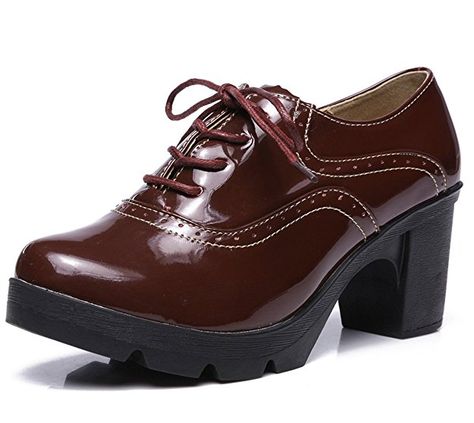 DADAWEN Women's Classic T-Strap Platform Mid-Heel Square Toe Oxfords Dress Shoes | Oxfords #dadawen #womensfashion #womens #womenswear #casual #shoe #shopping #shoes Patent Leather Dress, Chunky Heels Casual, Short Leather Boots, Oxford Heels, Everyday Shoes, Leather Dress Shoes, Sole Shoes, T Strap, High Heel Pumps