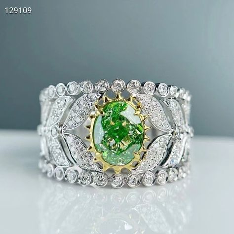 💚 For those who crave exclusivity and opulence, our 18K Gold Vintage Lace Inlaid Green Diamond Ring is the ultimate statement piece. Featuring a captivating 1.15 ct Fancy Green diamond and 0.621 ct of sparkling side diamonds, this ring is a rare find that will make your collection truly stand out. Why You Need This Ring: Designed for the elite who have everything, this ring combines unique elegance with a touch of historical charm. It’s the perfect way to add sophistication and allure to you... Green Diamond Ring, Green Diamond Rings, Green Diamond, Vintage Lace, Diamond Ring, 18k Gold, Sparkle, Diamonds, Make Your