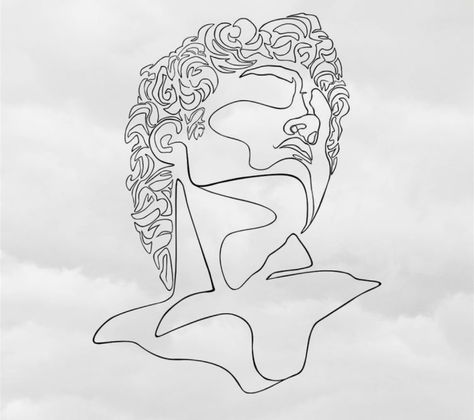 Greek Statue Drawing Simple, Greek Statue Tattoo Minimalist, Simple Greek Mythology Tattoos, Apollo Tattoo, David Tattoo, Greek Mythology Statue, One Line Tattoo, Medusa Tattoo Design, Statue Tattoo