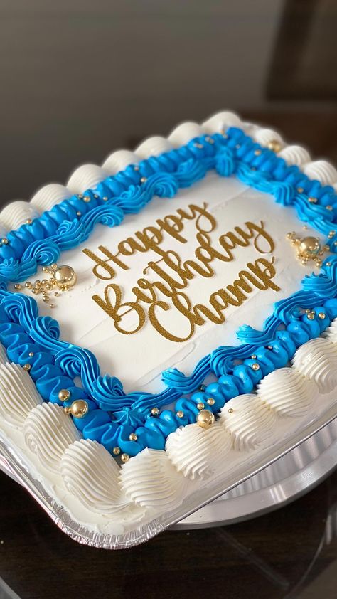 Blue Tres Leches Cake, Tres Leches Decorated Cake, Decorated Tres Leches Cake, Tres Leches Cake Decoration Ideas, Tres Leches Birthday Cake, Pastel Tres Leches, Square Cake Design, Sheet Cake Designs, Buttercream Cake Decorating