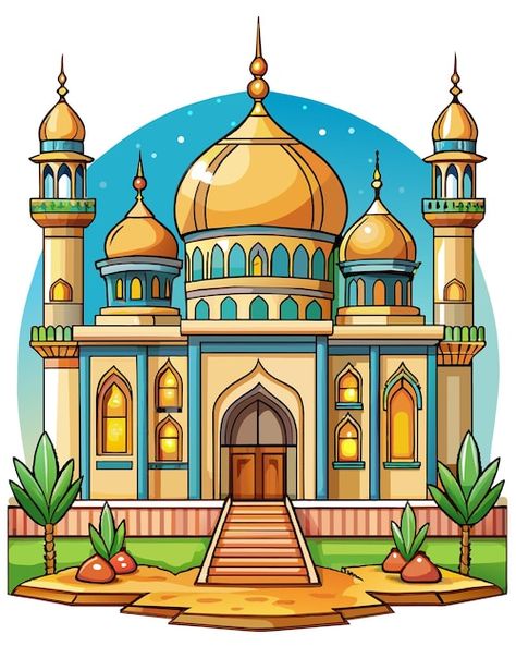 Mosque 3d cartoon buliding | Premium Vector #Freepik #vector Masjid Cartoon, Cartoon Mosque, Mosque Clipart, Mosque Drawing, Daycare Signs, Mosque Vector, Ramadan Kareem Vector, 3d Cartoon, Grade 4