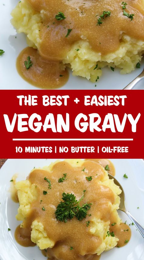 Vegan Gravy Recipe, Vegan Gravy, Vegan Thanksgiving Recipes, Homemade Gravy, Vegan Sauces, Oil Free Vegan, Gravy Recipe, Vegan Thanksgiving, Best Vegan Recipes