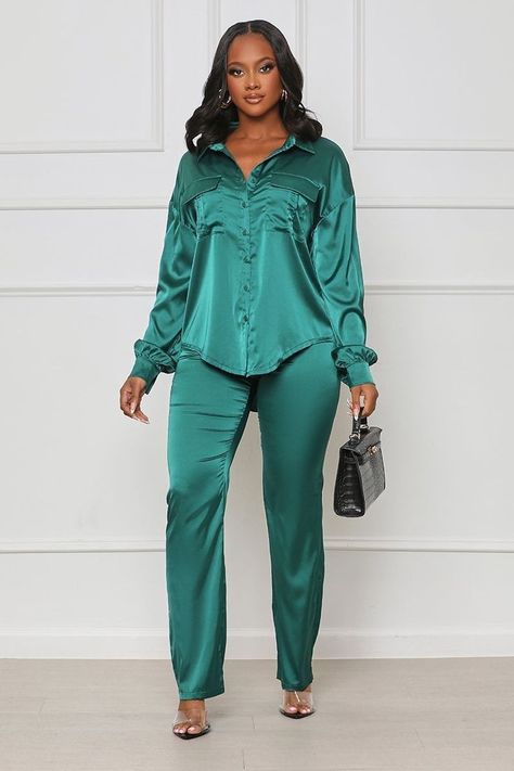 Two Piece Outfits Pants Classy, Satin Pants Set, Nancy Isime, Ini Edo, Two Piece Outfits Pants, Long Skirt And Top, 2piece Outfits, Chic Dress Classy, 40 Fashion