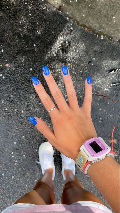 Basic Spring Acrylic Nails, Square Royal Blue Nails, Prom Nails For Royal Blue Dress, Royal Blue Nails Square, Royal Blue Square Acrylic Nails, Nails For Blue Dress Prom, Nail Ideas Royal Blue, Prom Nails Square, Blue Nails For Prom