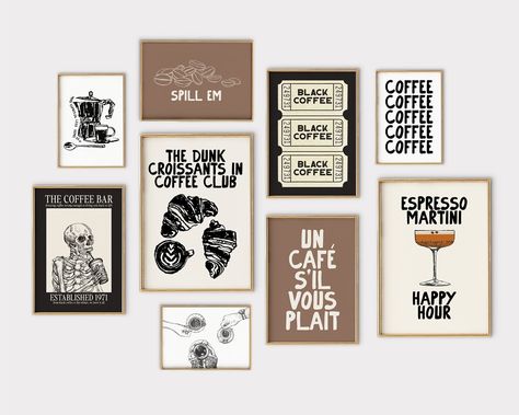 Coffee Wall Art Prints Set of 9 Coffee Posters Coffee Prints Coffee Bar Decor Coffee Art Coffee Sign Kikiandnim Digital Prints - Etsy Coffee Bar Prints, Coffee Bar Art, Cofee Bar, Tea Station, Coffee Wall Art, Cafe Wall, Second Hand Stores, Coffee Poster, Coffee Print