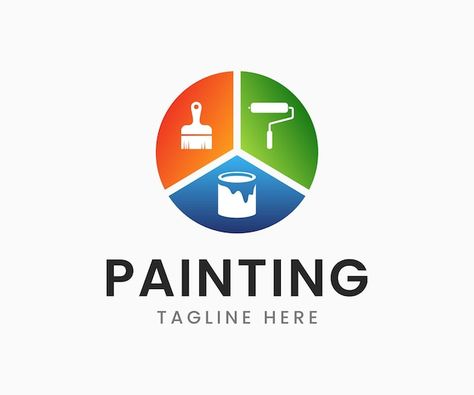 Paint Logo Design Graphics, Painting Logo Design Ideas, Painters Logo Ideas, Painter Logo, Logo For Artist Painter, Paint Brush Logo, Painting Company Logo, Enterprise Logo, Painting Logo