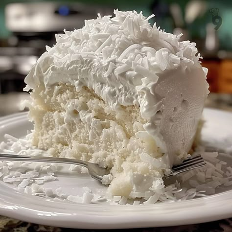 Delicious Creamy Coconut Cake 2 Delicious Creamy Coconut Cake, Old Fashion Coconut Cake Recipe, Creamy Coconut Cake, Mom Bday Cake, Cheesecake Pound Cake, Cookie Mix Recipes, Coconut Sheet Cake, Bread Cake Recipes, Pound Cake Cupcakes