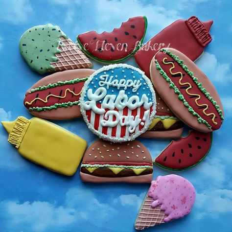 Happy Labor Day Labor Day Sugar Cookie Ideas, Labor Day Cookie Ideas, Labor Day Cookie Cake Ideas, Labor Day Decorated Sugar Cookies, Labor Day Sugar Cookies, Labor Day Cookies Decorated, Labor Day Snacks, Labor Day Cookies, Labor Day Cake