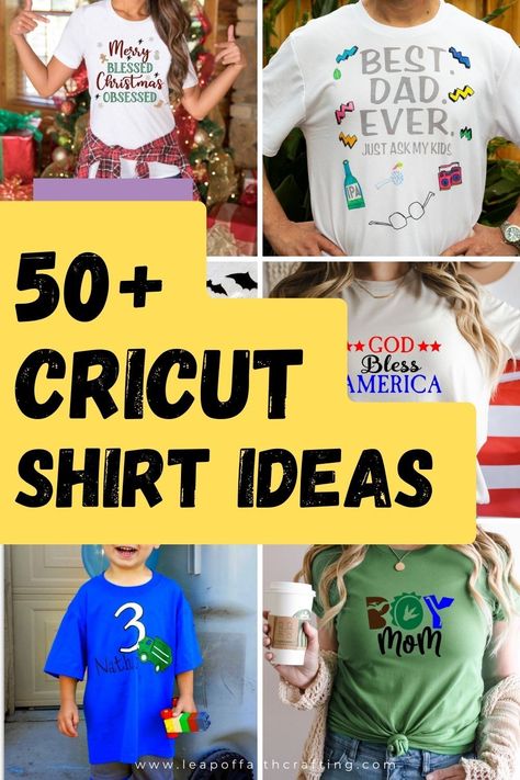 Get inspired by these Cricut shirt ideas! Most include free SVG files to make your own custom t-shirts with heat transfer vinyl. Fun Shirt Ideas, Baby Bear Onesie, Tshirt Design Diy, Personalized Disney Shirts, Cricut Iron On Vinyl, Valentine Svg Files, Infusible Ink Transfer Sheets, Kids Handwriting, Shirt Tutorial