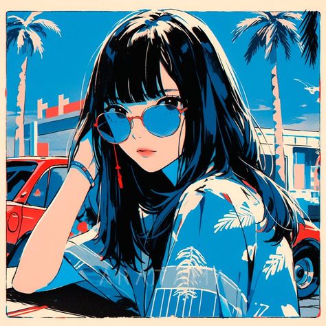 (18) aratama 璞 (@aratama_dao) 的媒体帖子 / X Japanese City Pop, Japan 80's Aesthetic, Into The Spiderverse, Emotes Discord, Illustrative Art, Japanese Pop Art, City Pop, Blue Drawings, Pop Illustration