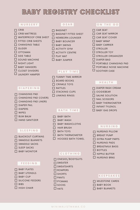 2023 Free Printable, Baby Registry Checklist Printable, Baby Needs List, Baby Items List, Baby Shower List, Baby Essential List, Baby Items Must Have, Baby Shopping List, Baby Essential Checklist