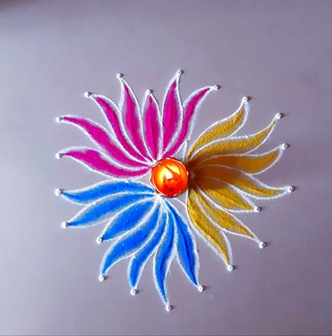 Short Rangoli, Lotus Flower Rangoli, Rose Rangoli, Simple Flower Rangoli, Coconut Decoration, Creative Rangoli, Lotus Rangoli, Dots Rangoli, Bee Drawing