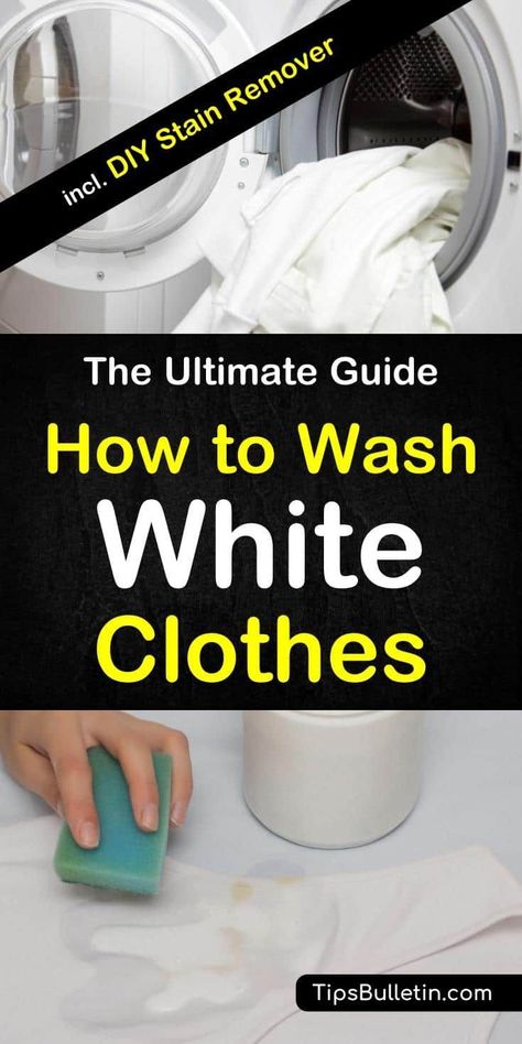 Are your whites looking dull and lifeless? Learn how to wash white clothes and bring back the same brilliance that they had on the day you bought them.#laundry #washing #whiteclothes White Clothes Washing, How To Whiten Clothes, Washing White Clothes, Diy Stain Remover, Diy Staining, Cleaner Recipes, Deep Cleaning Tips, White Clothes, Diy And Home Improvement