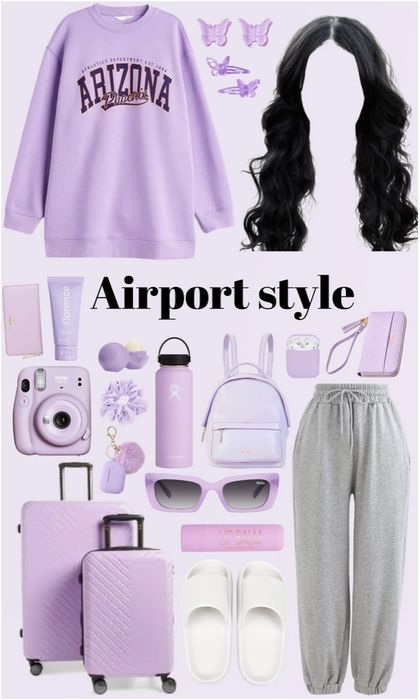 Aesthetic Outfits For Airport, Airport Outfit Aesthetic Korean, Cute Airport Outfit Summer Casual, Airport Fits Comfy, Aesthetic Airport Outfits Korean, That Girl Airport Essentials, Aeroport Outfit, Preppy Airport Outfit, Airport Outfit Comfy Travel Style