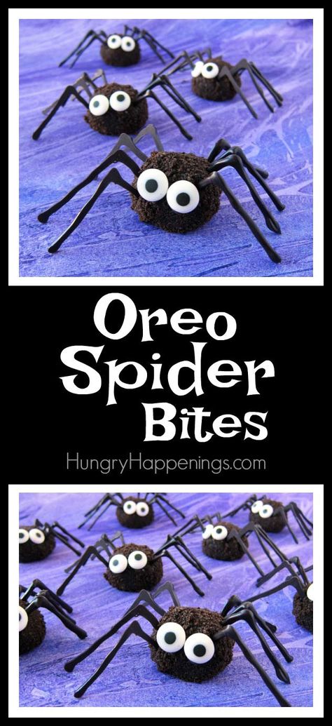 Spider Desserts, Spiderverse Birthday, Halloween Oreo Balls, Oreo Spiders, Spiders For Halloween, Spider Treats, Oreo Bites, Spooky Sweets, Spider Cake