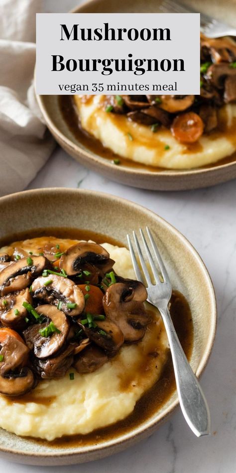 Portabella Mushroom Recipes, Celeriac Mash, Mushroom Bourguignon, Chestnut Mushrooms, Vegan Crockpot Recipes, Cold Weather Comfort Food, Mushroom Stew, Savory Foods, Food Mood