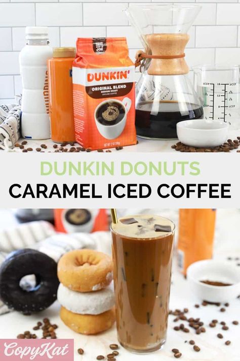 Dunkin Donuts Caramel Iced Coffee is a delightful creamy coffee drink with rich flavor. Get the easy copycat recipe and find out how to make the best iced caramel coffee at home. Save money and make a delicious homemade coffee drink with simple ingredients. #dunkindonutscoffee #dunkin #caramel #icedcoffee #copycat #copycatrecipe Dunkin Donuts Caramel Iced Coffee Recipe, Dunkin Donuts Coffee Recipe, Dunkin Donuts Iced Coffee Recipe, Caramel Coffee Recipe, Dunkin Donuts Coffee Drinks, Iced Mocha Coffee, Caramel Iced Coffee Recipe, Caramel Iced Coffee, Caramel Macchiato Recipe