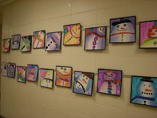 3rd Grade Art Lesson, Analogous Colors, Snowmen At Night, January Art, Winter Art Lesson, 2nd Grade Art, Winter Art Projects, 4th Grade Art, 5th Grade Art