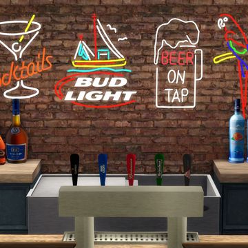 Sims 4 Cc Maxis Match Bar, Sims 4 Bar Cc Patreon, Sims 4 Cc Bar Clutter, Neon Sign Sims 4 Cc, Ts4 Bar Cc, Sims4 Bar Cc, Bar Cc Sims 4, License Plates On Wall, Sims 4 Cc Alcohol