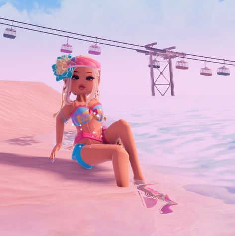 Royale High photoshoot in Diamond Beach #royalehigh #roblox Royale High Swimsuit, Royale High Photoshoot, Royale High Summer, Royale High Sunset Island, High Photoshoot, Sunset Outfits, Island Fits, Summer Goddess, Sunset Island