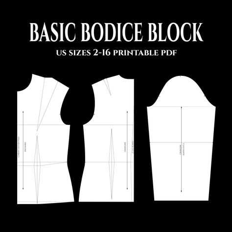 Basic Bodice Block Pattern Drafting, Basic Bodice Block, Basic Bodice Pattern, Bodice Block, Basic Bodice, Pattern Grading, Bodice Pattern, Pattern Dress Women, Pattern Pictures