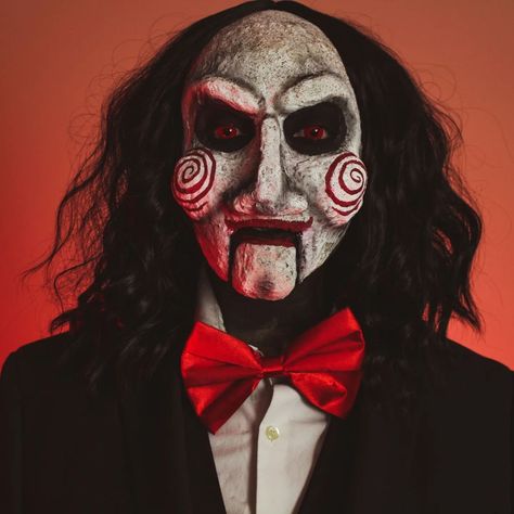 Billy The Puppet Jigsaw Makeup With Red Coloured Contacts Billy The Puppet Makeup, Billy The Puppet Costume, Felix Halloween, Jigsaw Makeup, Contact Lenses Halloween, Puppet Makeup, Red Contact Lenses, Sclera Lenses, Jigsaw Costume