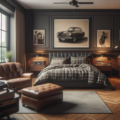 Masculine Apartment Decor, Bedroom Color Combos, Mens Bedroom Ideas Masculine Interior, Male Decor, Masculine Color Schemes, Bedroom Western, Men's Bedroom Design, Masculine Apartment, Contemporary Modern Farmhouse