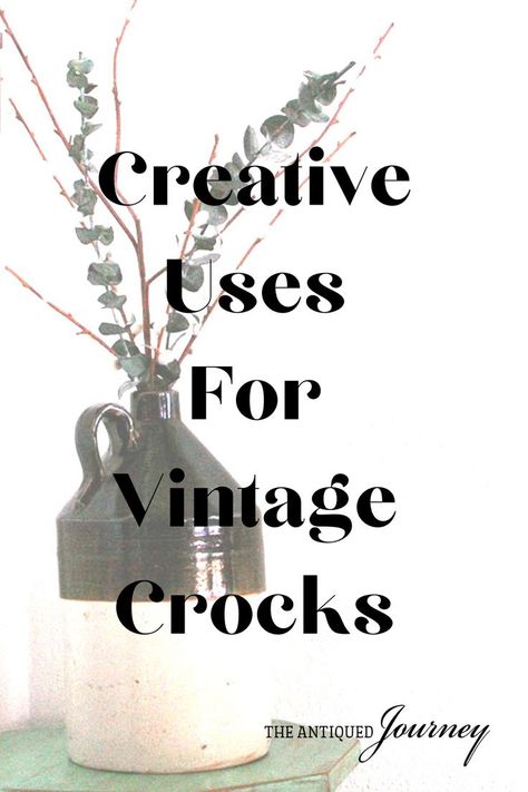 You can find creative uses and ways to use antique and vintage crocks in your home. Decorating With Crocks Display, Old Crocks Decor Ideas, Decorating With Antique Crocks, Antique Crocks Decor Ideas, Decorating With Vintage Crocks, Decorating With Old Crocks, Crock Decor Ideas, Crock Decorating Ideas, Crocks Decor Ideas