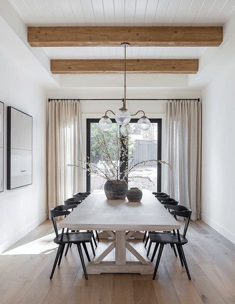 Beams Living Room, Tongue And Groove Panelling, Modern Farmhouse Dining, Dining Room Ceiling, Wood Beam Ceiling, Dining Room Interiors, Large Dining Room, Inviting Home, The Dining Room