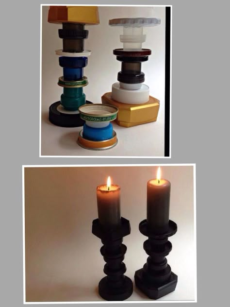 Diy Candle Stick Holder, Kitchen Design Layout, Outdoor Home Decor, Outdoor Kitchen Design Layout, Diy Candle Holders, Kitchen Home Decor, Candle Sticks, Diy Dollar Store Crafts, Plastic Crafts