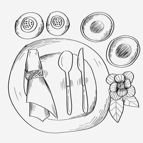 hand-painted,western food,cutlery,illustration,small dish,saucer,knife and fork,flower decoration,napkin,beautiful cutlery set,toothpick,hand clipart,drawn clipart Cutlery Illustration, Beautiful Cutlery, Bride Cartoon, Rat Drawing, Table Drawing, Dream Background, Hand Drawn Wedding Invitations, Western Style Wedding, Hand Clipart