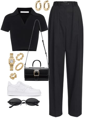 How To Have Style, Black Clothes, Elegante Casual, Looks Chic, Mode Inspo, Gold Accessories, Business Casual Outfits, Casual Style Outfits, Mode Inspiration