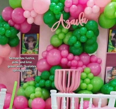 Pink And Green Balloon Arch, Patch Birthday Party, Green Balloon Arch, Wicked Birthday, Patch Party, Balloon Colors, Bday Decor, Disco Party Decorations, Green Baby Shower