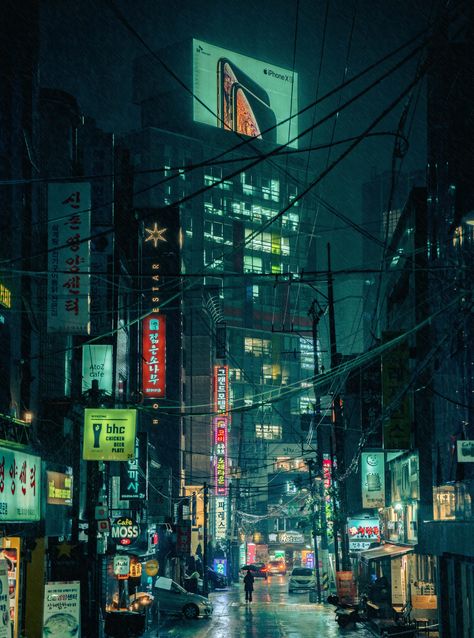 Asian City, Art Cyberpunk, New Retro Wave, Cyberpunk Aesthetic, Cyberpunk City, Arte Cyberpunk, Suwon, Japan Aesthetic, Aesthetic Japan